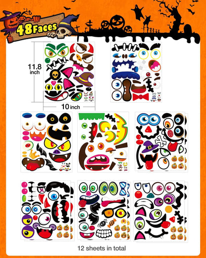 Ayieyill 64 Packs Halloween Stickers Pumpkin Decorating Stickers for Children , 32 Sheet Small Pumpkin Face Stickers for Halloween Party Supplies Trick or Treat Party Favors